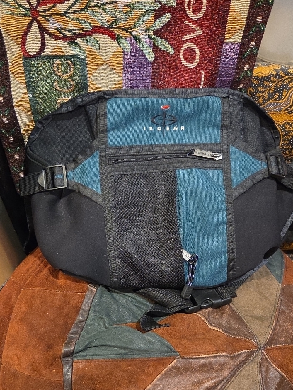 Ingear Black and Teal Waist Belt Bag
